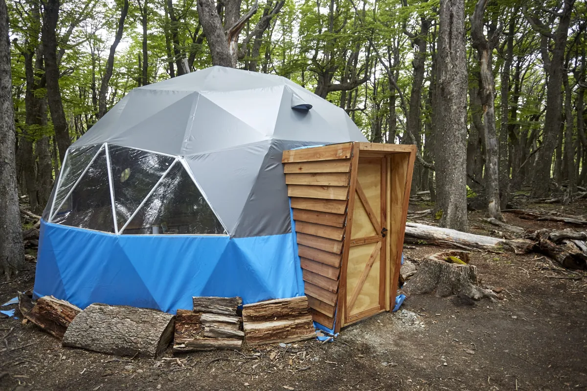 The camp dome among the lenga trees