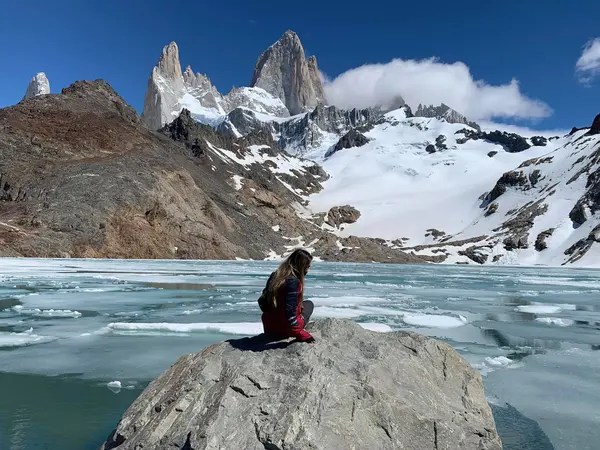 The lake with ice, at the foot of Fitz Roy